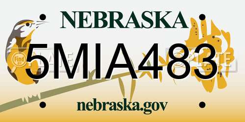 5MIA483 Nebraska License Plate