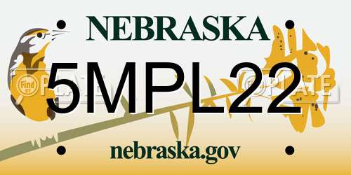 5MPL22 Nebraska License Plate