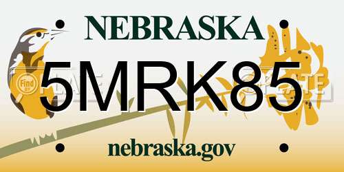 5MRK85 Nebraska License Plate
