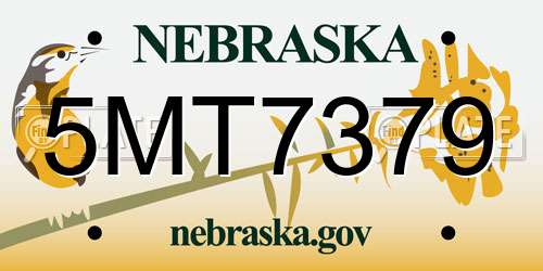 5MT7379 Nebraska License Plate
