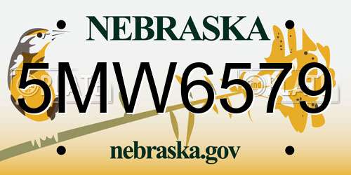 5MW6579 Nebraska License Plate