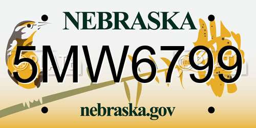 5MW6799 Nebraska License Plate