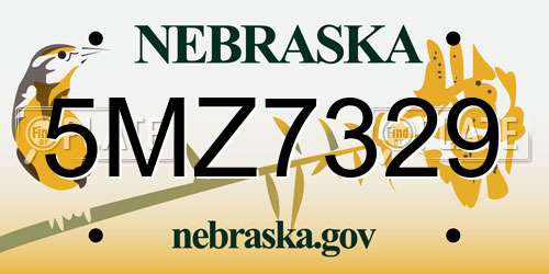 5MZ7329 Nebraska License Plate