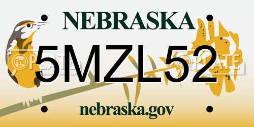 5MZL52 Nebraska License Plate
