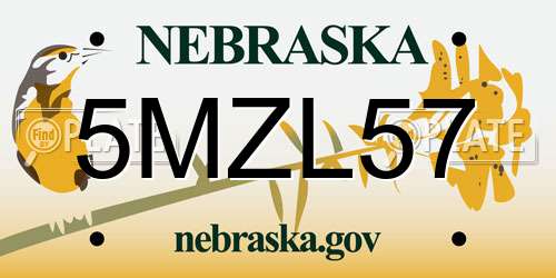 5MZL57 Nebraska License Plate