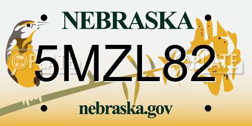 5MZL82 Nebraska License Plate