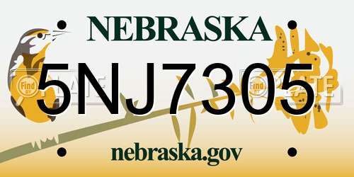 5NJ7305 Nebraska License Plate