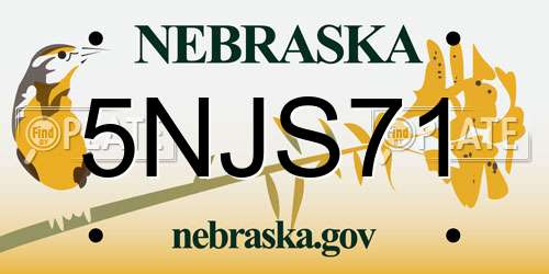 5NJS71 Nebraska License Plate