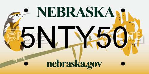 5NTY50 Nebraska License Plate