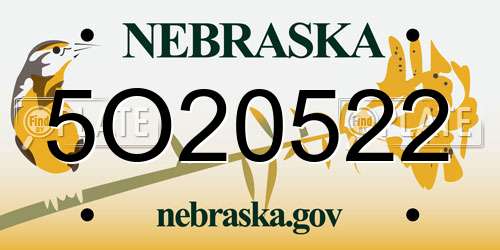 5O20522 Nebraska License Plate