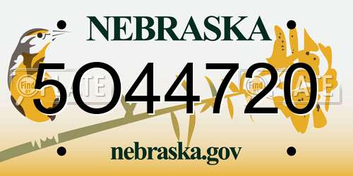5O44720 Nebraska License Plate
