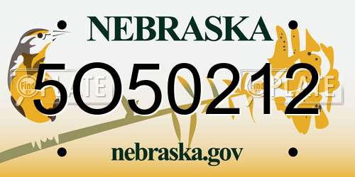 5O50212 Nebraska License Plate