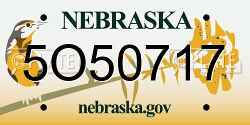 5O50717 Nebraska License Plate