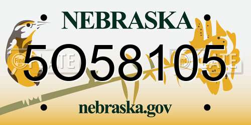5O58105 Nebraska License Plate