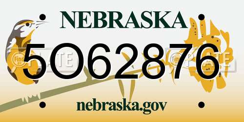 5O62876 Nebraska License Plate