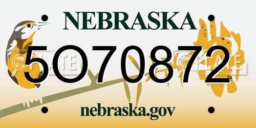 5O70872 Nebraska License Plate