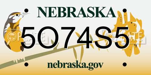 5O74S5 Nebraska License Plate