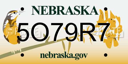 5O79R7 Nebraska License Plate