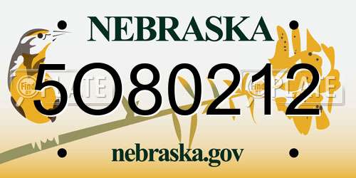 5O80212 Nebraska License Plate