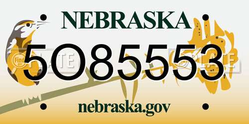 5O85553 Nebraska License Plate
