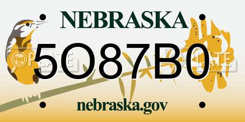 5O87B0 Nebraska License Plate