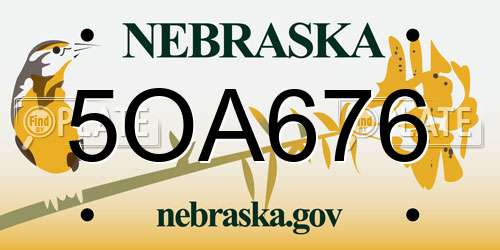 5OA676 Nebraska License Plate