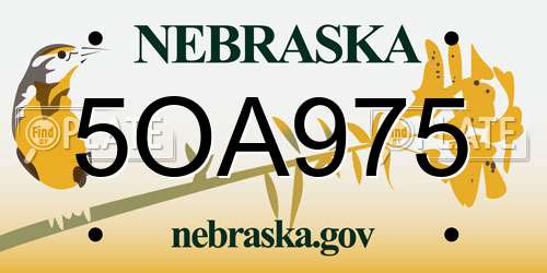 5OA975 Nebraska License Plate