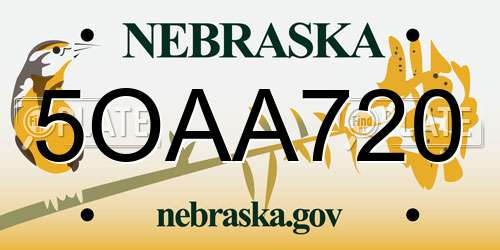 5OAA720 Nebraska License Plate