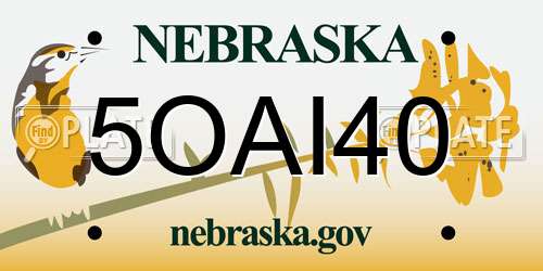 5OAI40 Nebraska License Plate