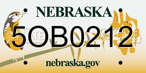 5OB0212 Nebraska License Plate