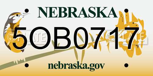 5OB0717 Nebraska License Plate