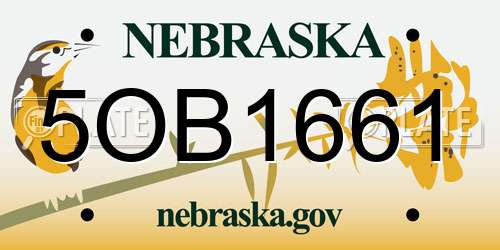 5OB1661 Nebraska License Plate
