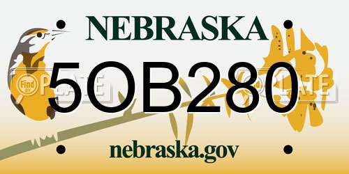 5OB280 Nebraska License Plate