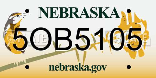 5OB5105 Nebraska License Plate