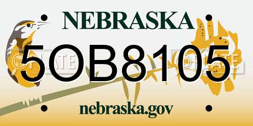 5OB8105 Nebraska License Plate