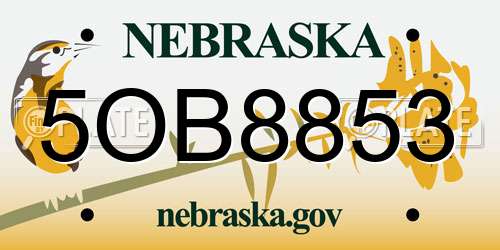 5OB8853 Nebraska License Plate