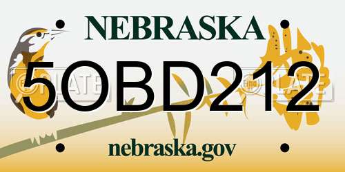 5OBD212 Nebraska License Plate