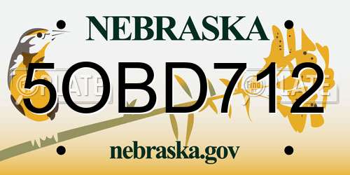 5OBD712 Nebraska License Plate