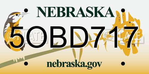 5OBD717 Nebraska License Plate