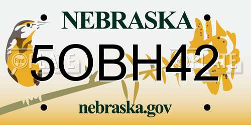 5OBH42 Nebraska License Plate