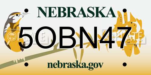 5OBN47 Nebraska License Plate