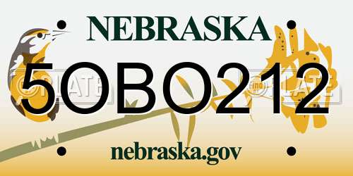 5OBO212 Nebraska License Plate
