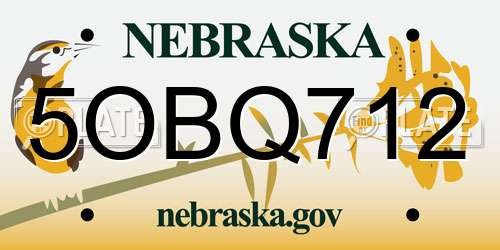 5OBQ712 Nebraska License Plate
