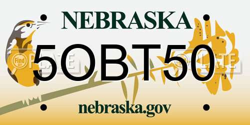 5OBT50 Nebraska License Plate