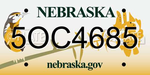 5OC4685 Nebraska License Plate