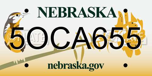 5OCA655 Nebraska License Plate