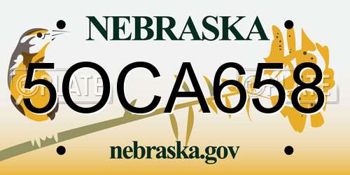 5OCA658 Nebraska License Plate