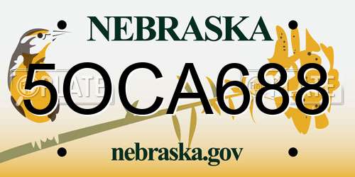 5OCA688 Nebraska License Plate