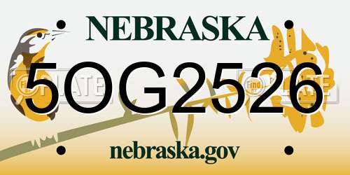 5OG2526 Nebraska License Plate