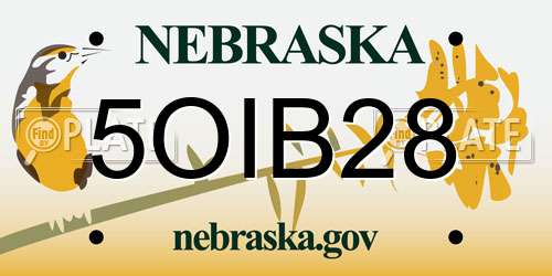 5OIB28 Nebraska License Plate